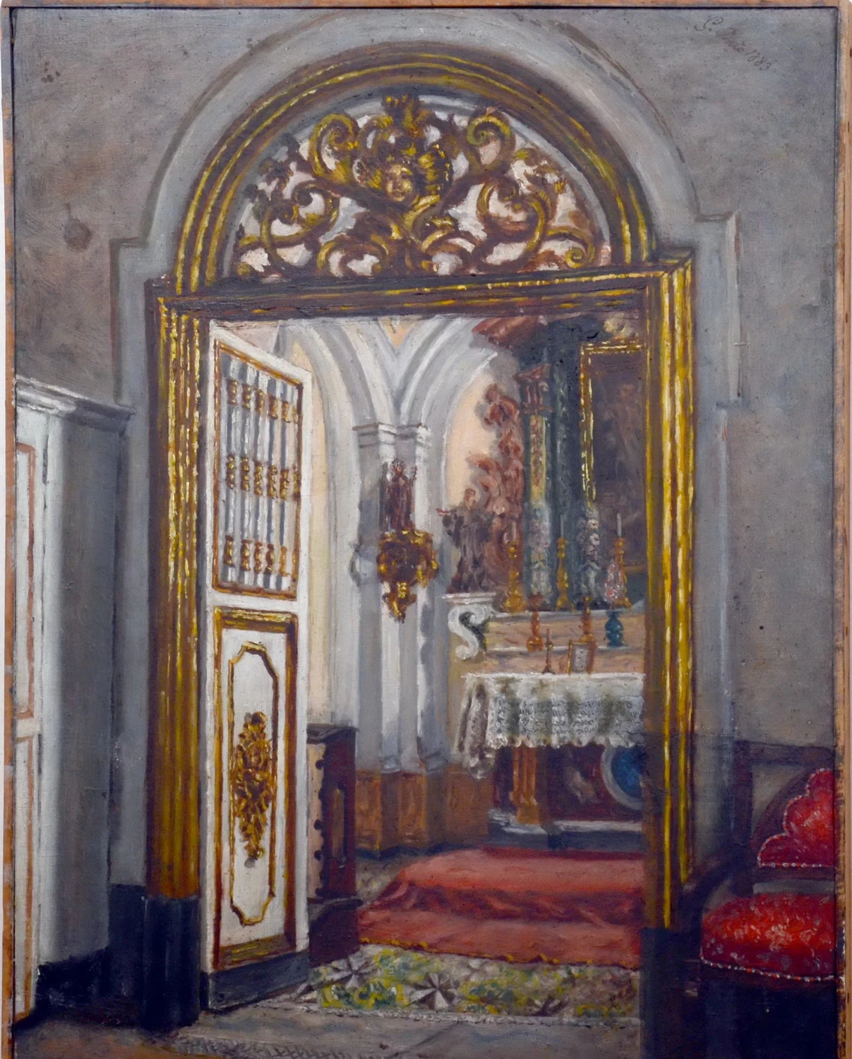 Interno di Palazzo ingresso della cappella al secondo piano - Palazzo Pinto, Salerno